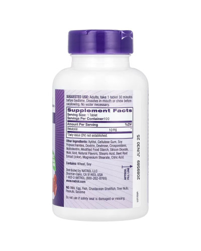 Мелатонін швидкорозчинний, 10 мг, смак полуниці, Melatonin, Fast Dissolve, Natrol, 100 таблеток