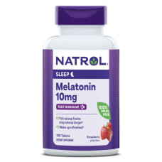 Мелатонин быстрорастворимый, 10 мг, вкус клубники, Melatonin, Fast Dissolve, Natrol, 100 таблеток