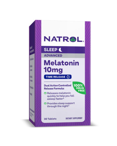 Мелатонин замедленного высвобождения, 10 мг, Melatonin Advanced Maximum Strength, Natrol, 30 таблеток