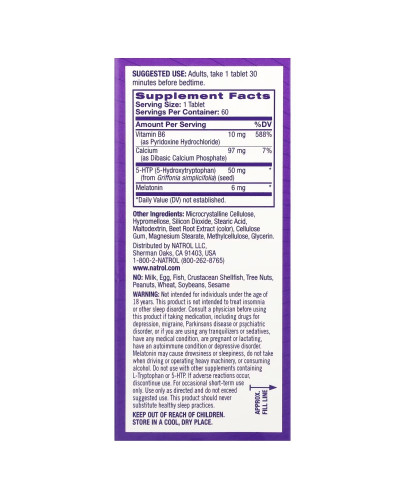 Мелатонін з 5-HTP, покращений сон, Melatonin + 5-HTP, Natrol, 60 таблеток