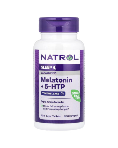 Мелатонін з 5-HTP, покращений сон, Melatonin + 5-HTP, Natrol, 60 таблеток