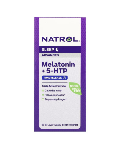 Мелатонін з 5-HTP, покращений сон, Melatonin + 5-HTP, Natrol, 60 таблеток