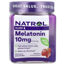Мелатонин, 10 мг, вкус клубники, Melatonin, Natrol, 90 жевательных конфеток