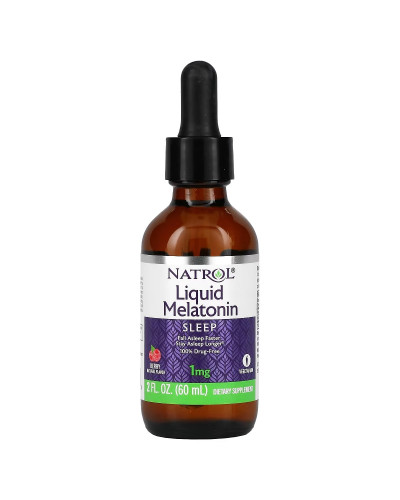 Мелатонин в каплях, 1 мг, вкус ягод, Liquid Melatonin, Natrol, 60 мл