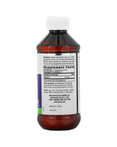 Мелатонін рідкий, 2,5 мг, смак ягід, Liquid Melatonin, Natrol, 237 мл