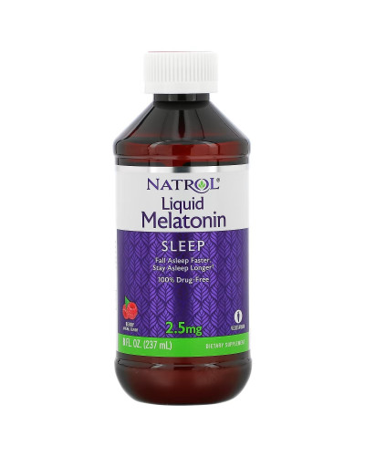 Мелатонін рідкий, 2,5 мг, смак ягід, Liquid Melatonin, Natrol, 237 мл