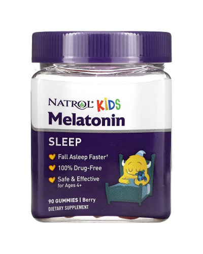 Мелатонин для детей от 4 лет, 1 мг, вкус ягод, Melatonin, Ages 4+, Natrol, 90 жевательных конфет