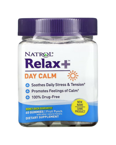 Розслаблення та спокій, смак фруктів, Relax+, Day Calm, Natrol, 60 жувальних цукерок