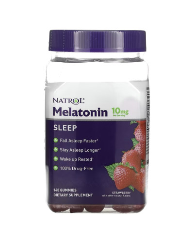 Мелатонін, 10 мг, смак полуниці, Melatonin, Natrol, 140 жувальних конфет