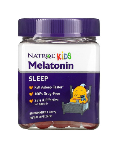 Мелатонін для дітей від 4 років, 1 мг, смак ягід, Melatonin, Ages 4+, Natrol, 60 жувальних цукерок