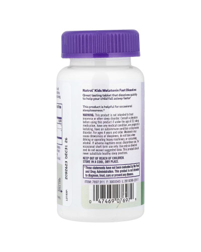 Мелатонін для дітей 4+, смак полуниці, Kids, Melatonin, Natrol, 30 таблеток