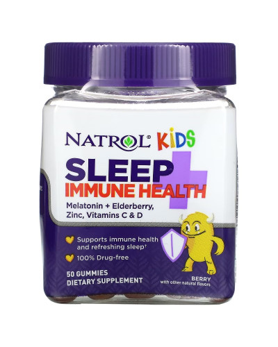 Здоровый сон и иммунитет для детей, вкус ягод, Kids, Sleep + Immune Health, Natrol, 50 жевательных конфет