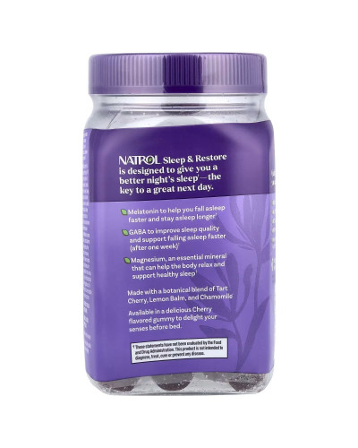 Здоровий сон та відновлення, з мелатоніном, смак вишні, Sleep & Restore, Natrol, 60 жувальних цукерок