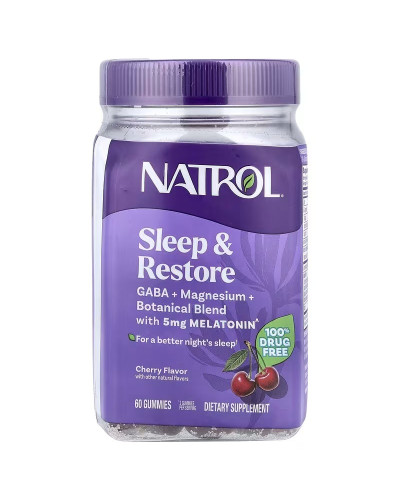 Здоровий сон та відновлення, з мелатоніном, смак вишні, Sleep & Restore, Natrol, 60 жувальних цукерок