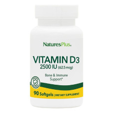 Витамин D3, 2500 МЕ, Natures Plus, 90 гелевых капсул