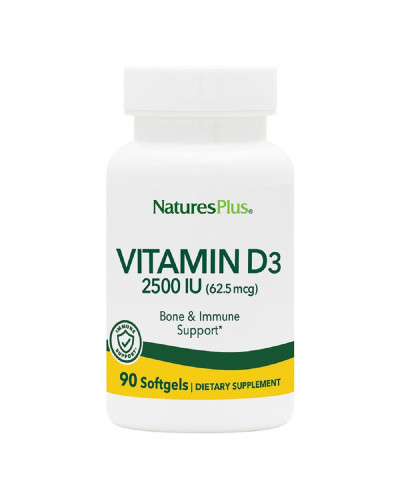 Вітамін D3 2500 МО, Natures Plus, 90 гелевих капсул