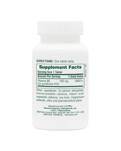 Вітамін В6, Vitamin B6, Natures Plus, 100 мг, 90 Таблеток