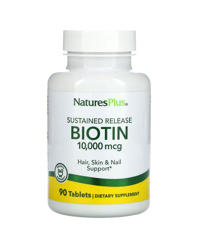 Біотин (В7) Повільного Вивільнення, Natures Plus, 10 мг, 90 таблеток