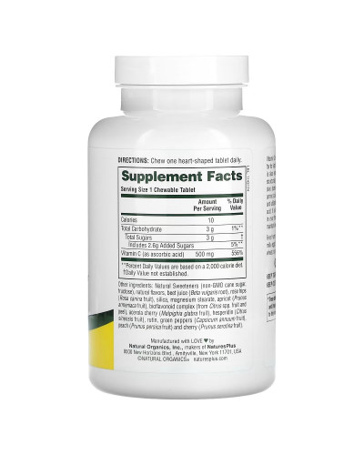 Вітамін C, Vitamin C Lovites, 500 мг, Natures Plus, 90 жувальних таблеток