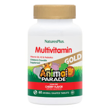 Мультивитамины для Детей, Вкус Вишни, Animal Parade Gold, Natures Plus, 60 жевательных таблеток
