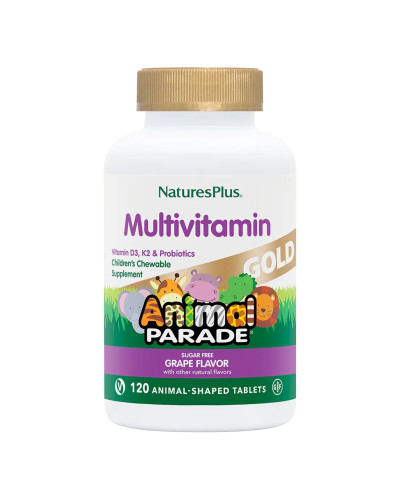 Жевательные Мультивитамины и Минералы для Детей, Вкус Винограда, Animal Parade Gold, Natures Plus, 120 таблеток в форме животных