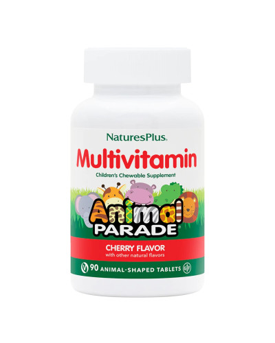 Детские Жевательные Мультивитамины, Вкус Вишни, Source of Life, Animal Parade, Natures Plus, 90 жевательных таблеток