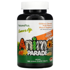 Мультивитамины для Детей, Вкус Апельсина, Animal Parade Gold, Natures Plus, 180 жевательных таблеток