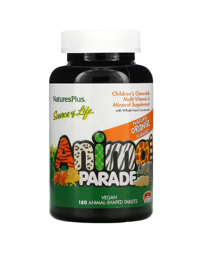 Мультивітаміни для Дітей, Смак Апельсина, Animal Parade Gold, Natures Plus, 180 жувальних таблеток