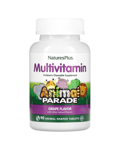 Мультивітаміни для Дітей, Смак Винограду, Animal Parade, Natures Plus, 90 жувальних таблеток