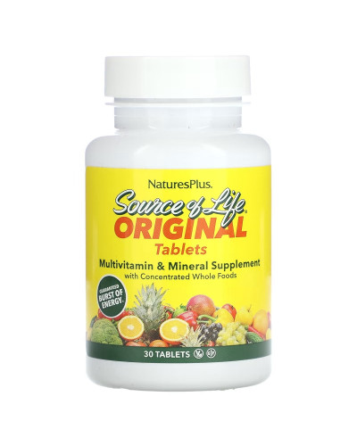 Мультивітаміни та мінерали, Source of Life, Multi-Vitamin & Mineral Supplement, Natures Plus, 30 таблеток