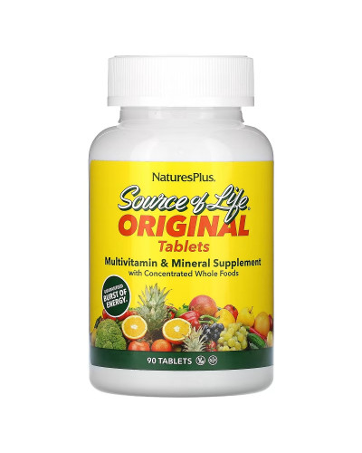Мультивітаміни та мінерали, Source of Life, Multi-Vitamin & Mineral Supplement, Natures Plus, 90 таблеток