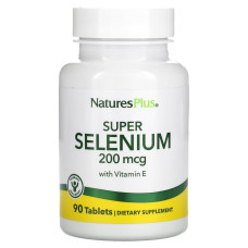 Селен с витамином Е, 200 мкг, Super Selenium With Vitamin E, Natures Plus, 90 таблеток