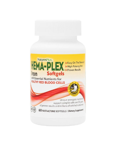 Комплекс с железом Hema-Plex, Iron, Natures Plus, 60 Мягких Желатиновых Капсул Комплекс с железом Hema-Plex, Iron, Natures Plus, 60 Мягких Желатиновых Капсул