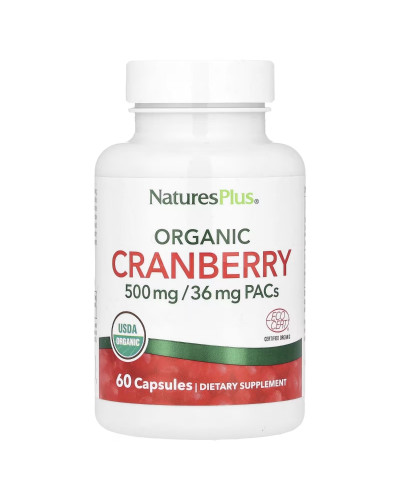 Клюква органическая, 500 мг, Organic Cranberry, Natures Plus, 60 капсул