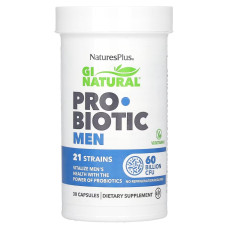 Пробіотик для чоловіків, 60 млрд КУО, GI Natural, Probiotic Men, Natures Plus, 30 капсул