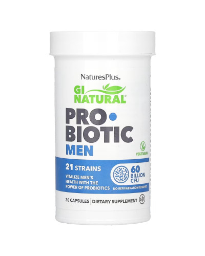 Пробіотик для чоловіків, 60 млрд КУО, GI Natural, Probiotic Men, Natures Plus, 30 капсул