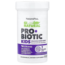Пробіотик для дітей, 7 млрд КУО, смак ягід, GI Natural, Probiotic Kids, Natures Plus, 30 жувальних таблеток