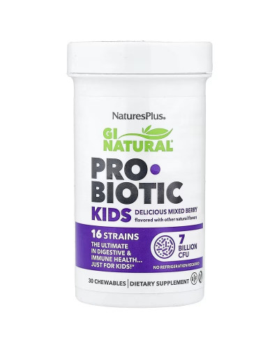 Пробіотик для дітей, 7 млрд КУО, смак ягід, GI Natural, Probiotic Kids, Natures Plus, 30 жувальних таблеток
