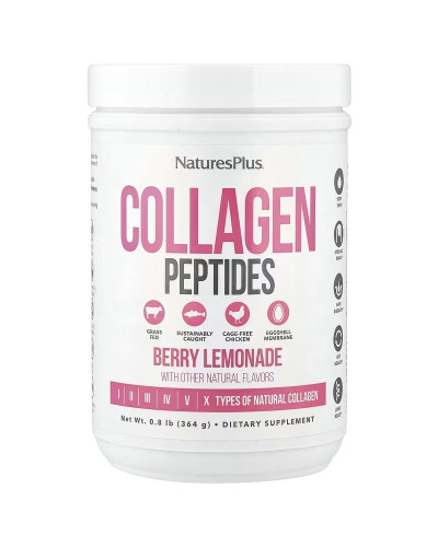 Пептиді колагену, смак ягідного лимонаду, Collagen Peptides, Natures Plus, 364 гр