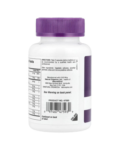 Комплекс для снятия стресса, без мелатонина, Stress & Sleep Complex, Melatonin Free, Natures Plus, 60 капсул