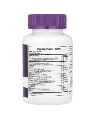 Комплекс для снятия стресса с мелатонином, Stress & Sleep Complex, with Melatonin, Natures Plus, 60 капсул