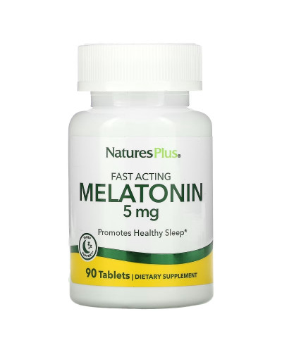Мелатонін Швидкодіючий, 5 мг, Fast Acting Melatonin, Natures Plus, 90 таблеток