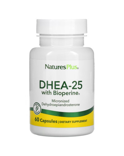 Дегидроэпиандростерон с биоперином, 25 мг, DHEA-25 With Bioperine, Natures Plus, 60 капсул