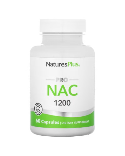 NAC N-ацетил L-цистеїн, 600 мг у кожній, Pro NAC 1200, Natures Plus, 60 капсул