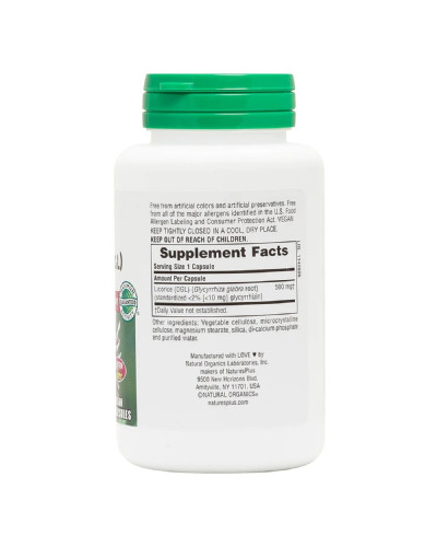 Лакрица 500мг, Herbal Actives, Natures Plus, 60 вегетарианских капсул