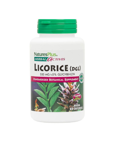 Лакрица 500мг, Herbal Actives, Natures Plus, 60 вегетарианских капсул