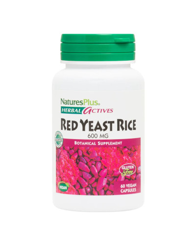 Красный Дрожжевой Рис 600мг, Herbal Actives, Natures Plus, 60 вегетарианских капсул
