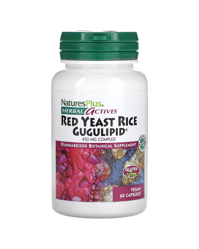 Красный Дрожжевой Рис + Гуггулстероны, Herbal Actives, Natures Plus, 60 вегетарианских капсул