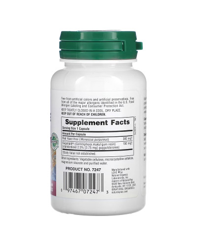 Красный Дрожжевой Рис + Гуггулстероны, Herbal Actives, Natures Plus, 60 вегетарианских капсул