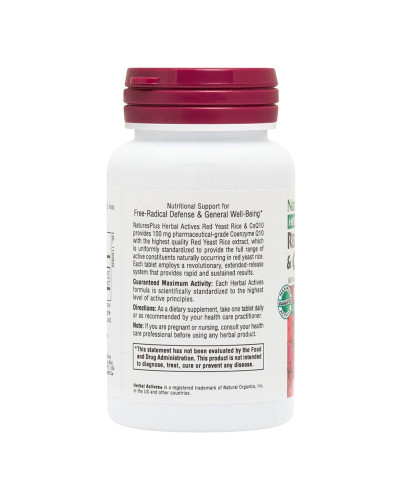 Красный Дрожжевой Рис + Коэнзим Q10, Herbal Actives, Natures Plus, 30 таблеток